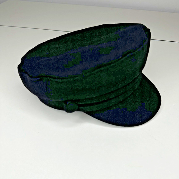 Chic Black Suede Newsboy Style Curved Peak Flat Cap Brim with Side Button Detail - Picture 4 of 12